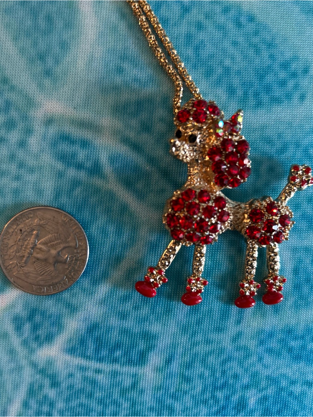 Private Label Red Poodle Dog Pendant  Necklace-Fl1